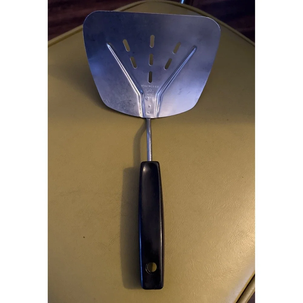 Vintage Stainless Slotted Foley Spatula Large Wide Turner Pancake Flipper Angled
